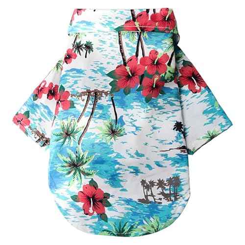 Chemise Hawaïenne pour Chien,Chemises pour Petit Chien Chat,Polo pour Animaux de Compagnie,Chemises pour Chiens D'été T-Shirt,Chemise pour Dog pour Loisirs,Plage,Camping,Vacances (Lago Azul M)