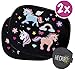 Produktbild HECKBO® - Selbsthaftende Auto Sonnenblende (ohne Saugnäpfe), Autosonnenschutz Kinder [2 Stück], Motiv: Einhorn Unicorn, 44x36cm, UV Schutz, Autofenster Sonnenschutz Autosonnenblende inkl. Tasche