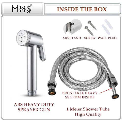 Image of MHS High Pressure Jet Spray for Toilet | Health Faucet Set with Hand Shower Gun & 1M SS Hose Pipe | Bathroom Toilet Jet Spray for Hygiene Cleaning | Toilet Gun for Western Toilet (Jet Heavy Abs)
