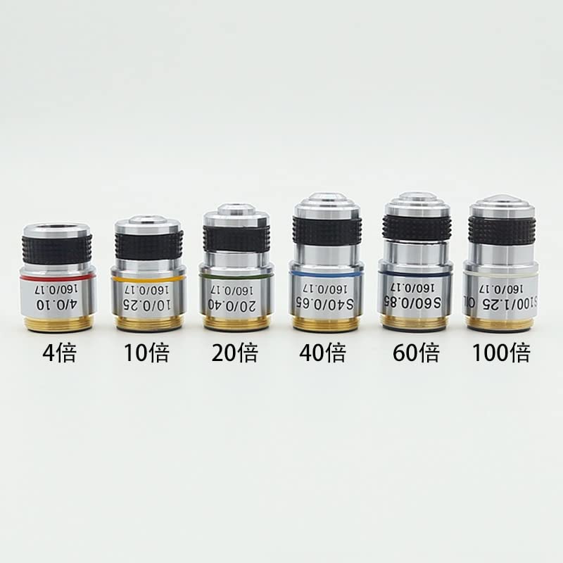 Aurorad Obiettivo acromatico 4X 10X 20X 40X 100X for microscopio Biologico 185 (Color : 100X)