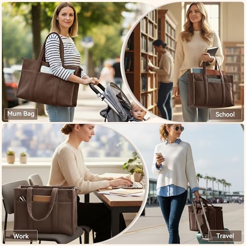 Bolso Tote de Pana Grande Casual con Portavasos 40oz miniatura 7