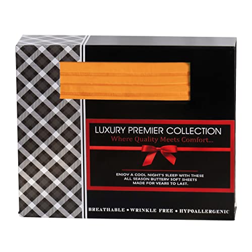 Elegant Comfort Luxurious Microfiber Gift Box 4-Piece Bedding Sheet Set, Breathable, Soft 1500 Premium Hotel Quality, Deep Pocket and Easy Fit, King, Orange