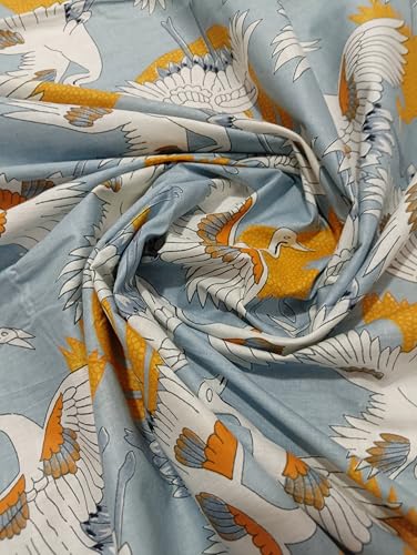 Image of Doraya Pure Cotton Dress Making Fabric Sanganeri Print Jaipuri Hand Block Printed Unstitched Dress Material for Women Blouse /Plazzo,Kurti /Lehenga Piece Womens 43 inch Inches Width (Grey 1, 5 Meter)