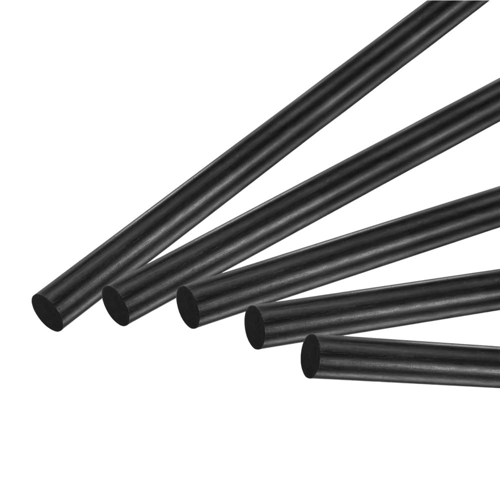 Aste tonde in fibra di carbonio da 5 pezzi, barre circolari leggere e opache for bracci quadricotteri di elicotteri fai-da-te(300mm x 6mm)