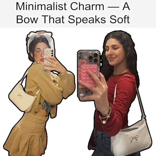 Fashion Bow Shoulder Bag for Women, Cute Hobo Tote Handbag Zipper Clutch Purse for Work Travel Casual3