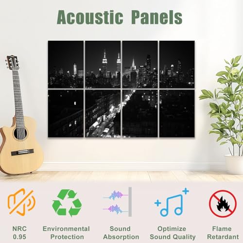 8 Pack Paneles Acústicos Artísticos Absorbentes de Sonido con Diseño de Skyline de Midtown New York City, Paneles Decorativos Autoadhesivos 48"x32" para Estudios y Oficinas miniatura 3