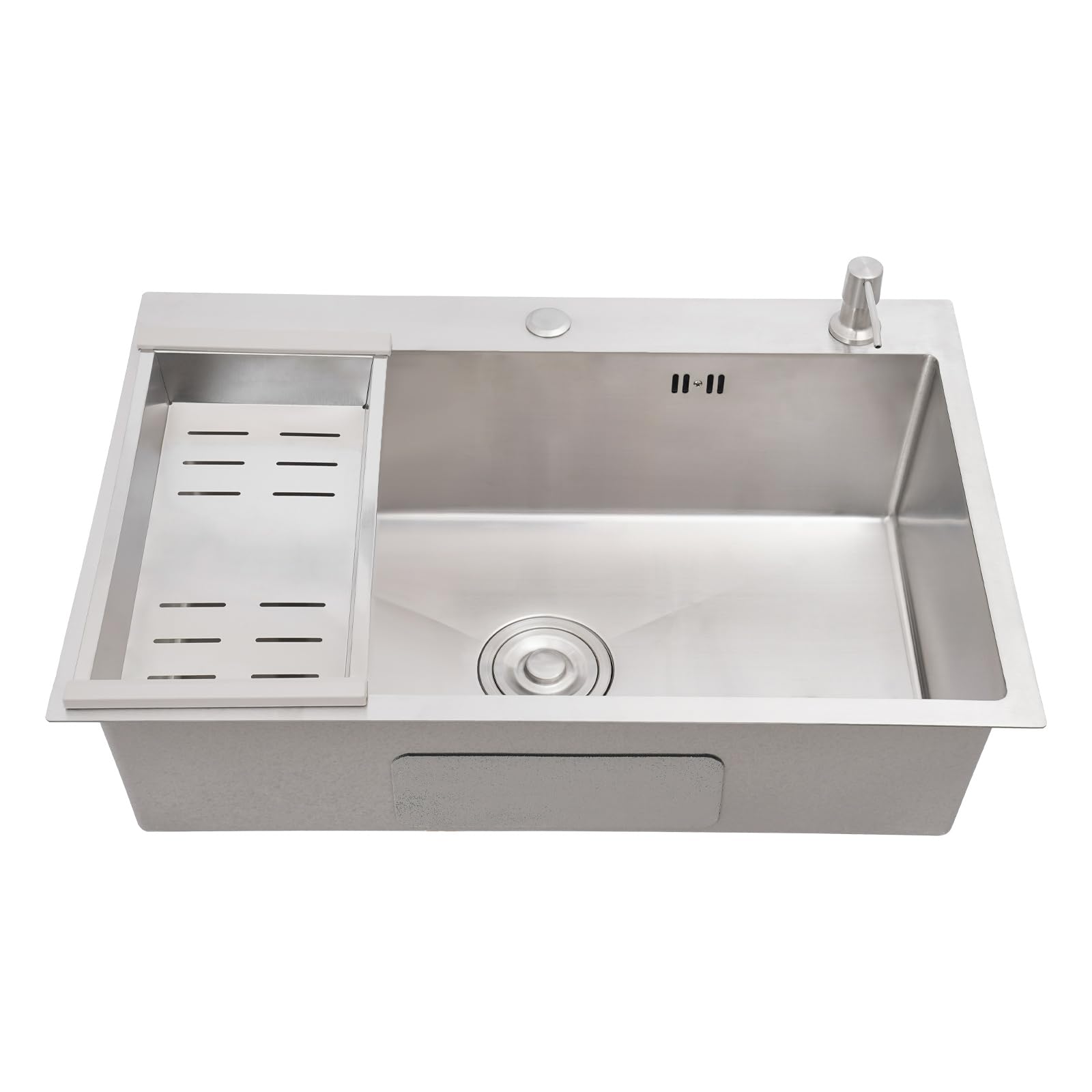 Évier de cuisine 68 x 45 cm en acier inoxydable avec égouttoir