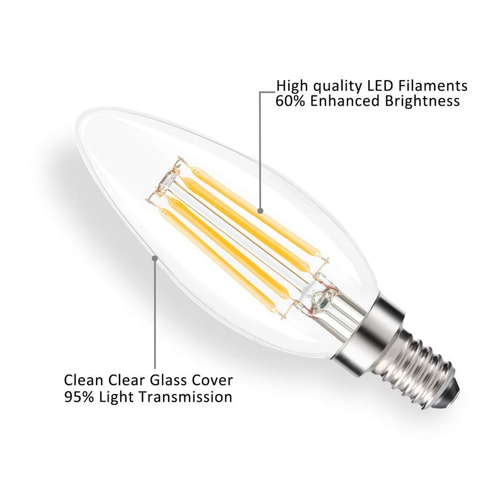 Lampadina, Lampadina a filamento LED 2700K/C35/3,5W Lampada a Candela Retro Lampadine a filamento LED E14/220V Dimmerabili Illuminazione Decorativa per la casa, 10 Pezzi
