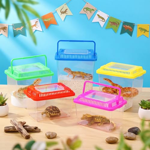 Image of LemonRoad 35 Pcs Plastic Reptile Terrariums Carrier Cage Enclosure Snake Breeding Box Hatching Container Fish Tank with Ventilated Lid for Tarantula Spider Turtle Lizard (Classic,5.1x3.5x3.5 Inch)