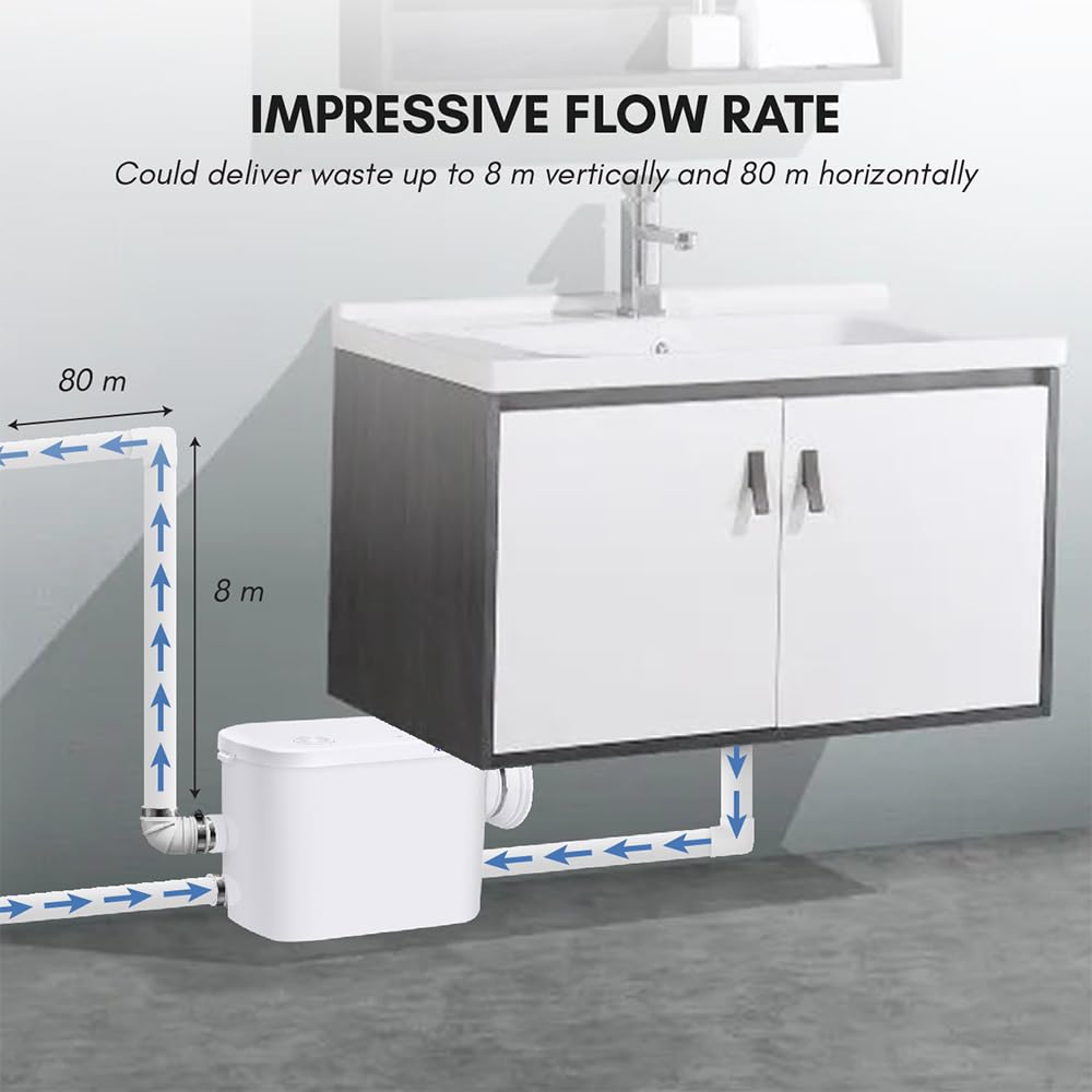 Aquamatix Silencio S – pompa do ścieków, pompa domowa do toalety wiszącej, 400 W, cicha praca