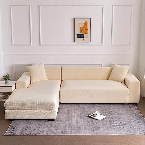 Funda para sofá en L seccional 4+3 plazas elástica y gris 4