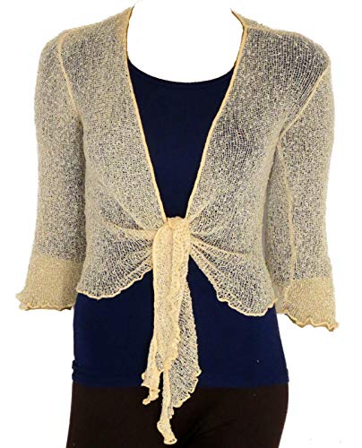 Bolero-Jacke aus Strickware: Schlichte Eleganz zum Schnüren in Beige