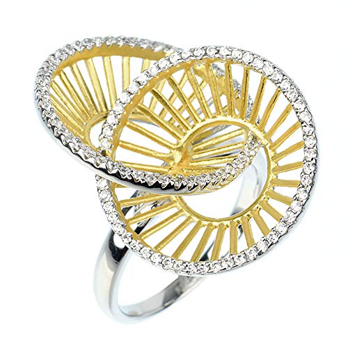 JM Times Gold Platted Sterling Silver Platted with Cubic Zirconic Ring for Women