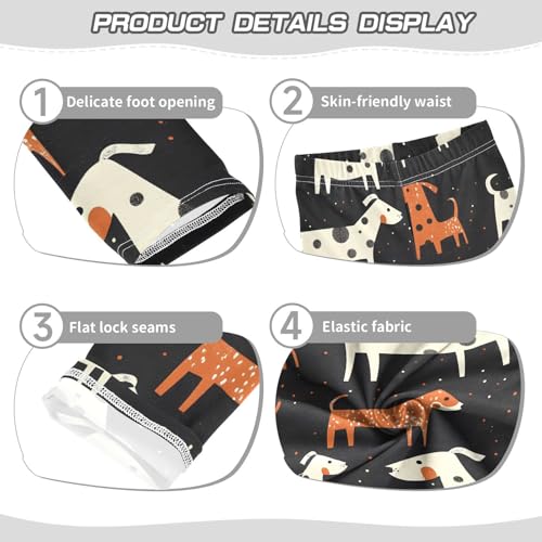 Dogs Pattern Girls Leggings Ultra Soft Compression Yoga Gym Pants for Kids 4-10T3