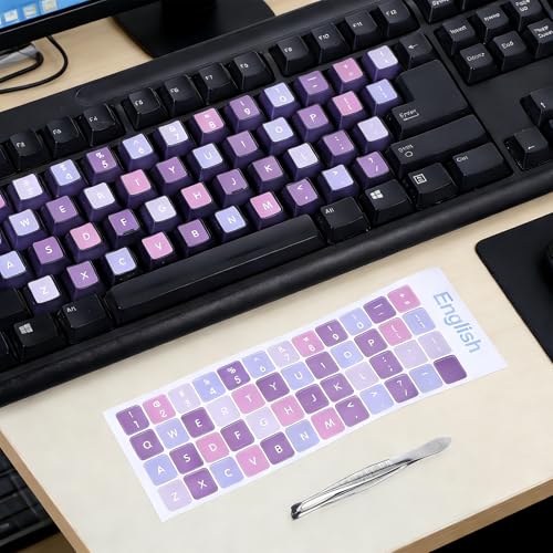 2 unidades de stickers para teclado inglés morado miniatura 4