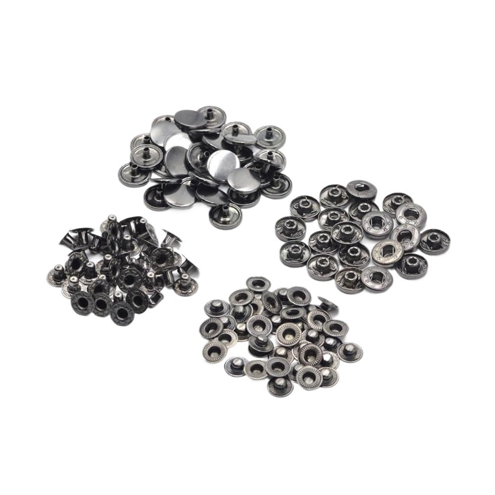 Sunrrafck Gun Black Color 10Sets Brass Material Press Studs Sewing Snap Buttons Fasteners Leather Craft Clothes Bags(,17Mm)