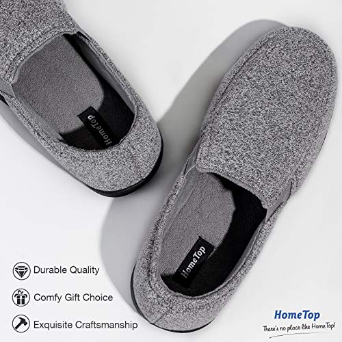 Hometop Men's Cozy Knit Memory Foam Slipper Breathable Terry Cloth Anti Skid House Shoes With Stretchable Elastic Gores (9 D(M) Us, Grey) #TOP4
