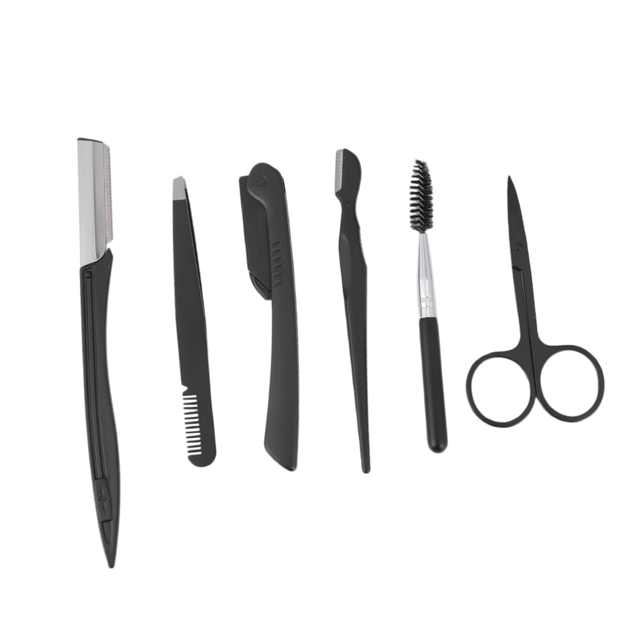 TOVINANNA Elegant Eyebrow Shaping Kit 6-Piece Set Folding Razor Comb Brush Scissors Travel-Friendly