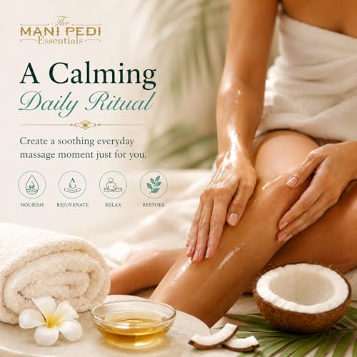 Image of TMPE Coconut Massage Oil for Body Massage, Lightweight Moisturizing Body Oil, Spa Massage Oil for Dry Skin, Relaxing Routine and Daily Body Care-300ml