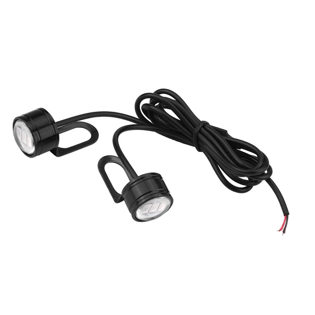 Dweekiy Universal LED Motorcycle Light 2pcs Set DRL Driving Fog Lamp Handlebar Rear Mirror Light (White)