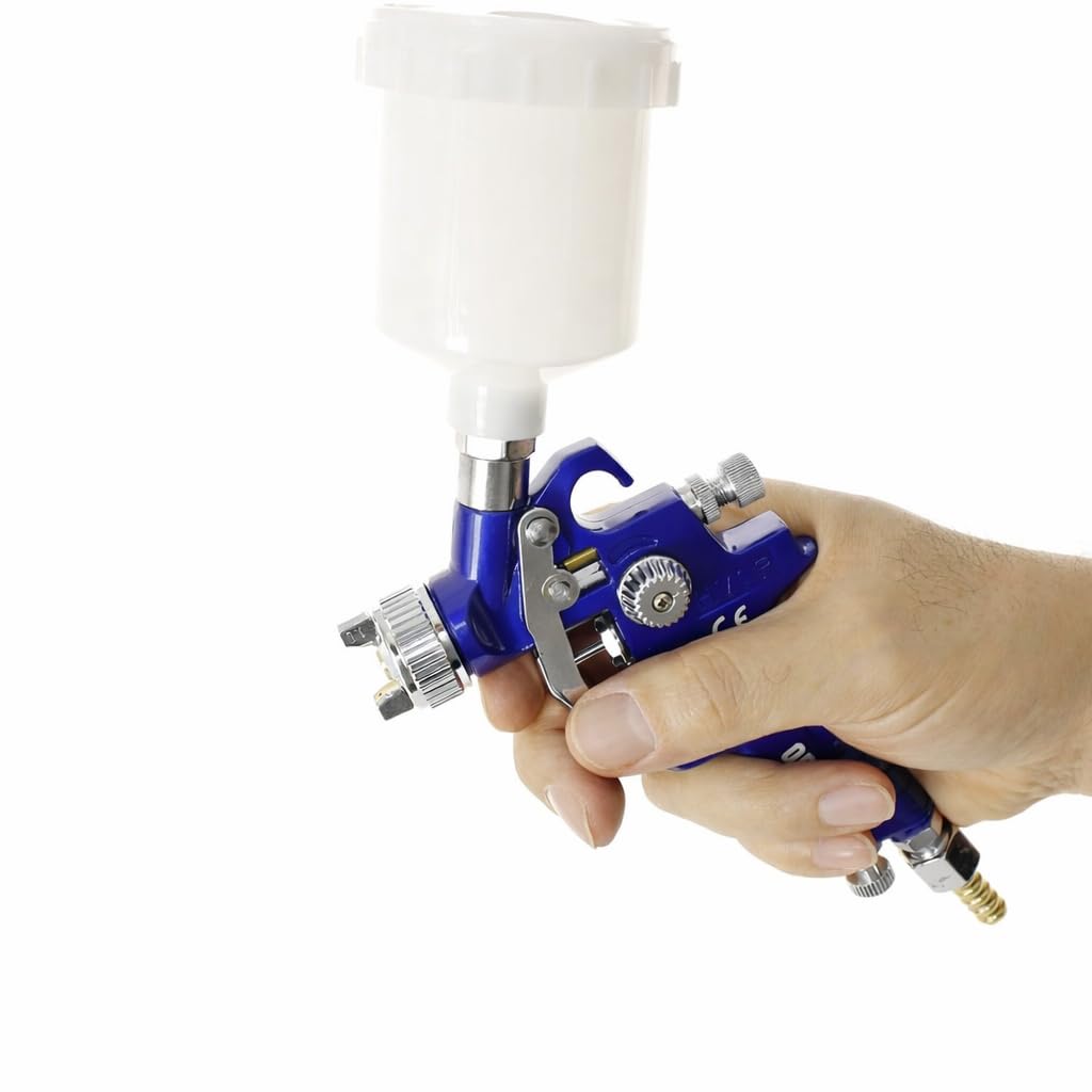 Pistola A Spruzzo HVLP H-827 Con 4 Ugelli (1,4/1,7/2,0/2,5 Mm) E Vaso In Alluminio 1000 Cc – Per Auto, Mobili E Pareti