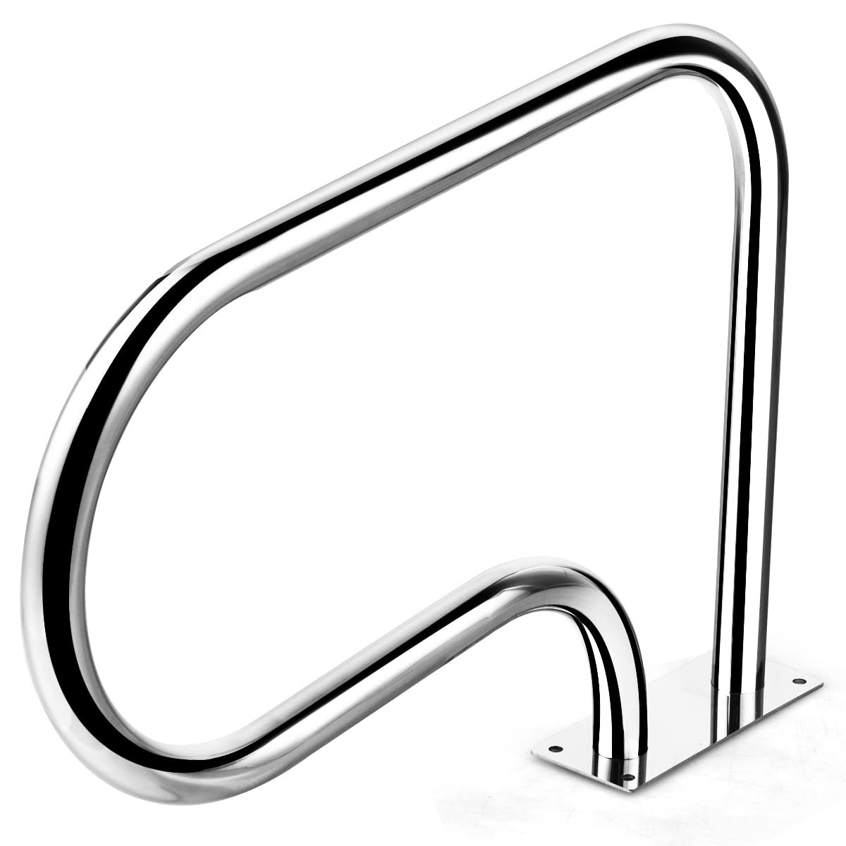 GOPLUS - Escalera de piscina (81 x 57 cm, acero inoxidable 304, con placa de carga 200 kg, accesorios completos, interior y exterior, para piscina, muelles, parque acuático plateado