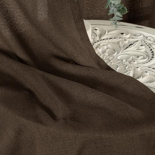 YoungsTex Brown Linen Curtains 80 Inch Length for Living Room, Semi Sheer Window Drapes with Rod Pocket Back Tab Light Filtering for Farmhouse Dining Room Bedroom, 2 Panels, 52 X 80 Inch by YoungsTex - Image 8