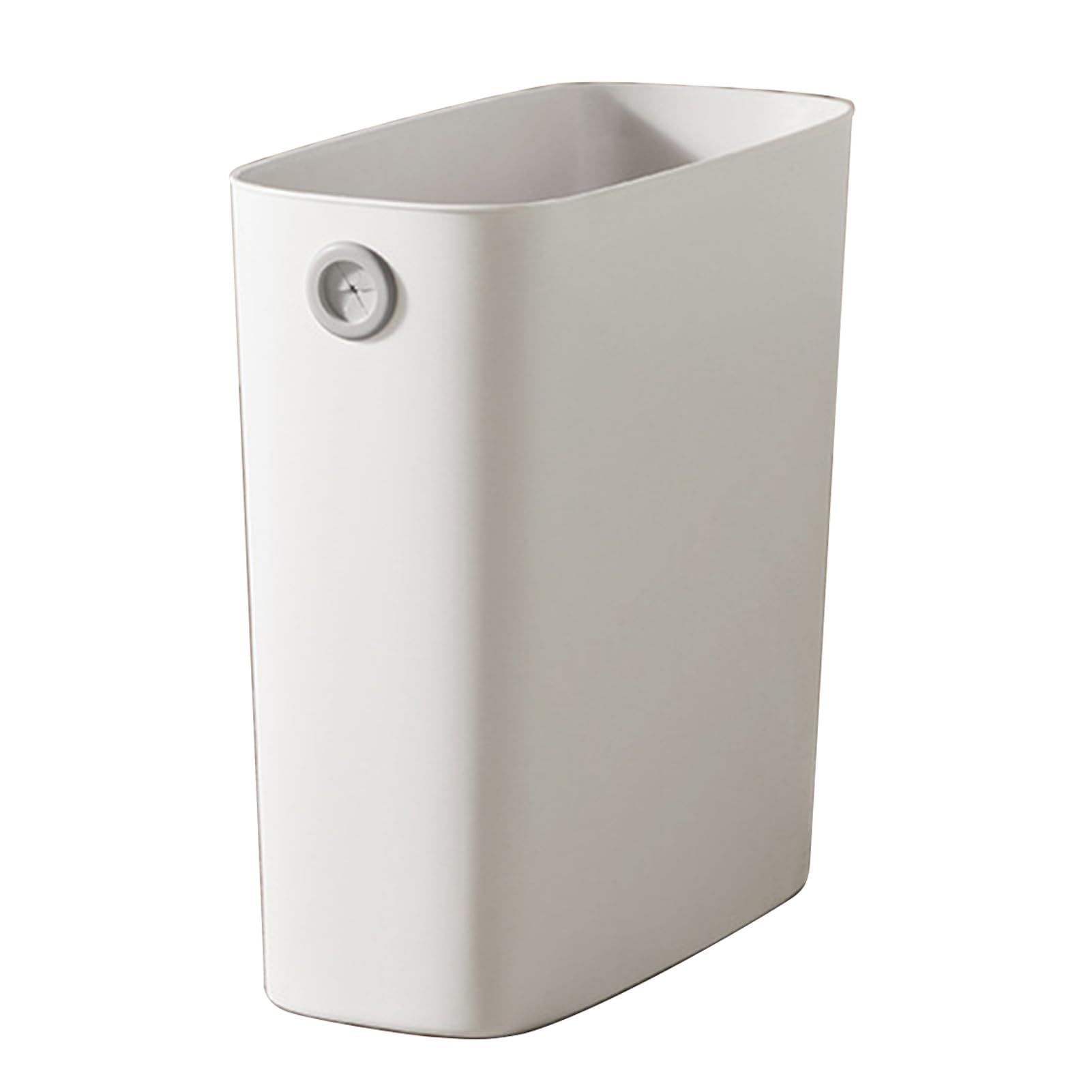 Cestino della spazzatura rettangolare in plastica ultra sottile, piccolo, per il bagno, con coperchio aperto, per ufficio, camera da letto, cucina, adatto per spazi ristretti (Bianco)