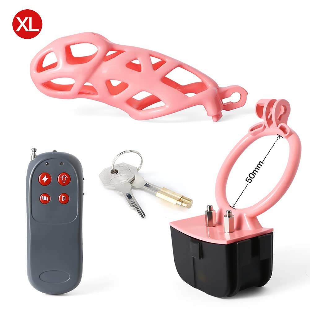 Peniskäfig Elektrischer Elektroschock Penis Stimulation | SM Fesseln Sex Spielzeug Masturbator Für Die Männer | Keuschheitsgürtel Extrem Sexspielzeug für Mann Paare（50mm,Xl-käfig）