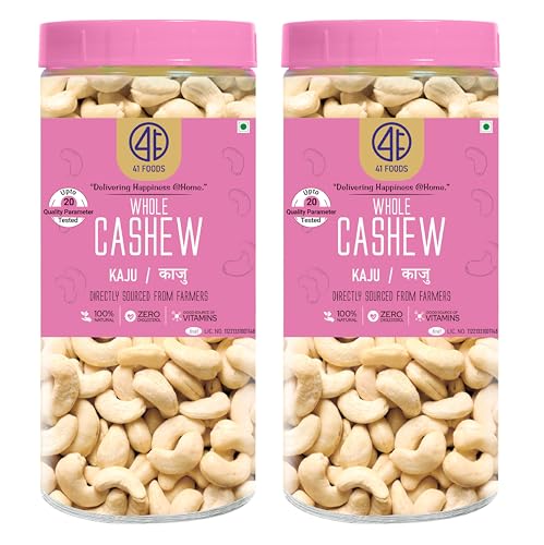 Image of 41 Foods Premium Whole Cashews | 500g each | Pack of 2 | 1 KG.