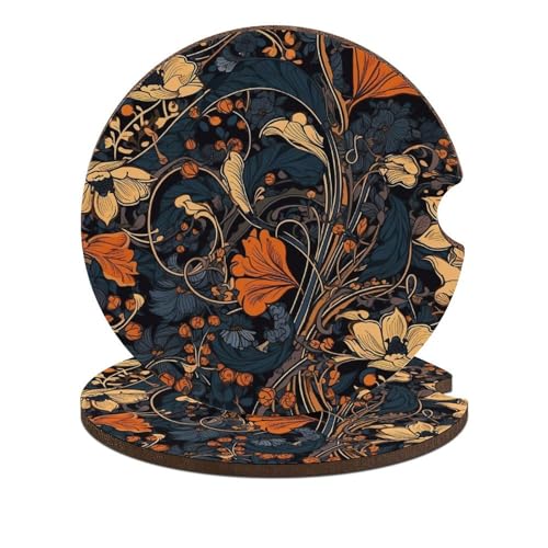 Portavasos para carro, estampado azul y naranja, pack 2, madera miniatura 1