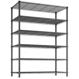 REIBII 6 Tier Wire Shelving,1800LBS Storage Shelves Metal Shelves for Storage Rack,75”H Adjustable Garage Shelving Heavy Duty Shelving Units Pantry Shelf Kitchen Shelving,75”HX35.5”WX18”D