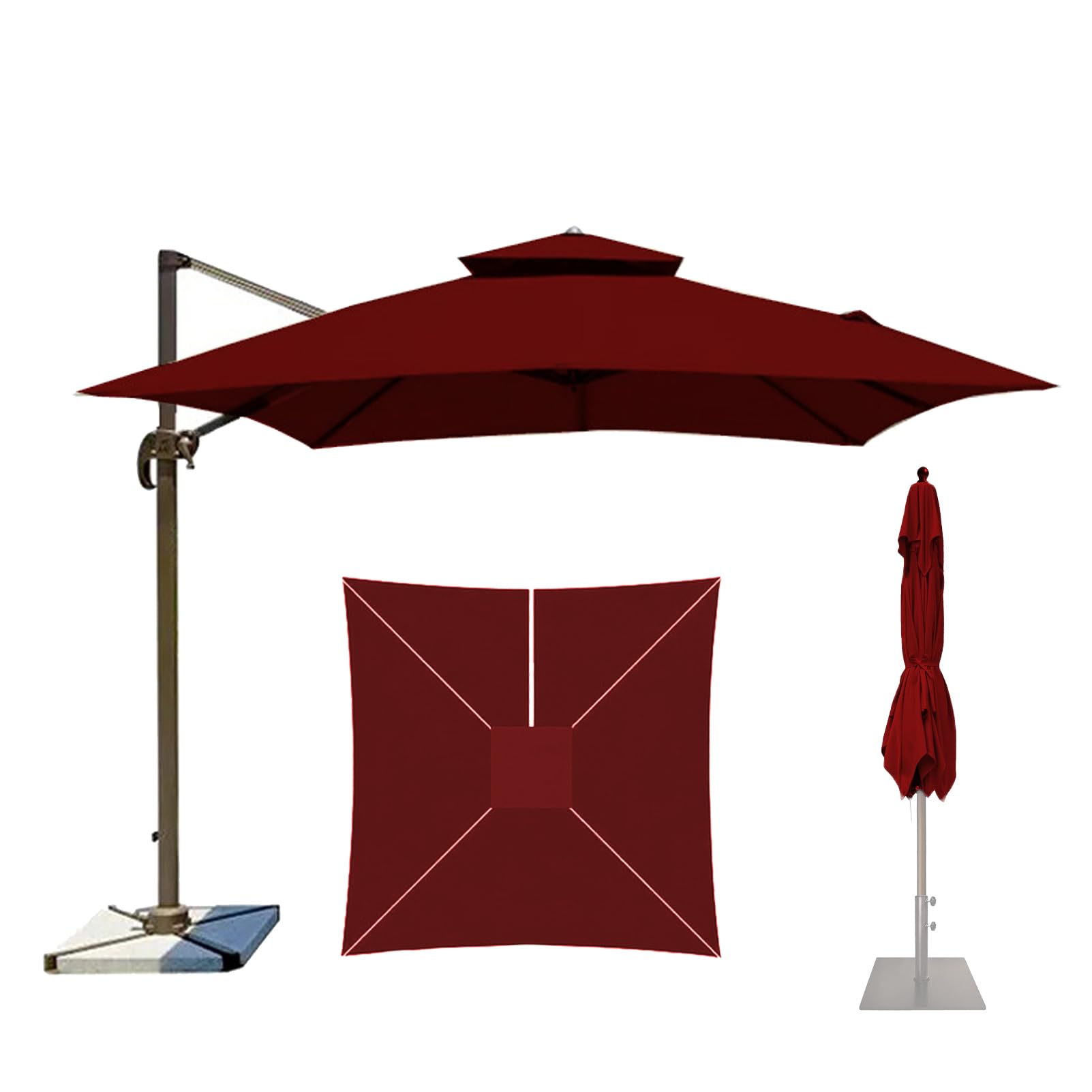 Fjqfhh Wine Red Garden Parasol, Replacement Canopy For Offset Umbrellas(,2.5X2.5m)