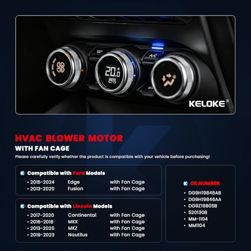 Image of KELOKE Front HVAC Heater Blower Motor Fan Compatible with Ford Edge 2015-2024, Fusion 2013-2020 & Lincoln MKX 2016-2018, MKZ 2013-2020, Continental 2017-2020, Nautilus 2019-2023, Replace# DG9H19846AB