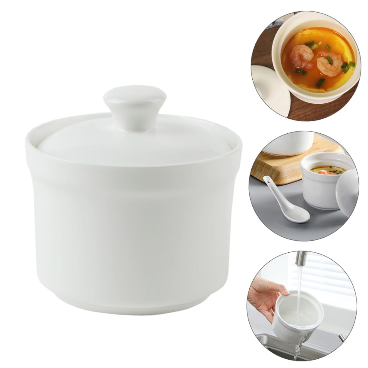 HOLIDYOYO Stew Pot in Ceramic Lid for Chinese Stew Soup Mugs Steamer Bowl Practical Stylish