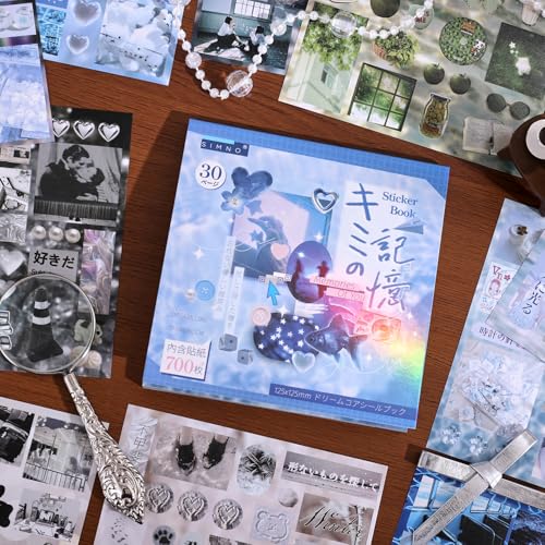 Image of Girl's Japanese Retro Sticker Book, Nostalgic Theme - 700+ Japanese dreamcore Style Glitter Stickers, for DIY Scrapbooking Journaling Handbook Decoration