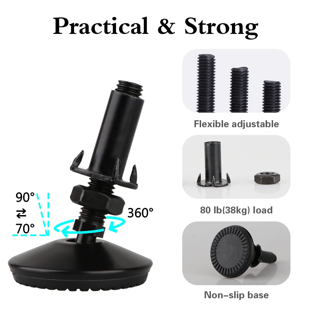4 Set Swivel Adjustable Leveling Feet, Heavy Duty Height Adjuster Furniture Leveler Foot With T