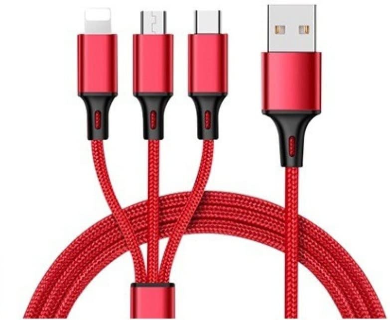 The Black Store Original USB Phone Cable Red Multi Charging Cable 3 in 1 Nylon Braided Multi USB Cable Multiple Charger Fast Charging Cord Compatible with Most Smart Phones & Pads -1meter Red (B0BNW4J6CY) Amazon Price History, Amazon Price Tracker
