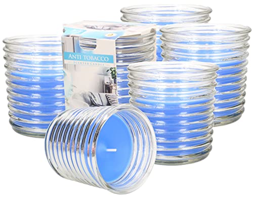 KOTARBAU® 6 x Velas antitabaco en frasco de cristal, Aroma fresco, Velas decorativas, Vela en vaso de cristal perfumada, Vela aromática, Duración 28 h, Idea de regalo, Vela antiolor a tabaco