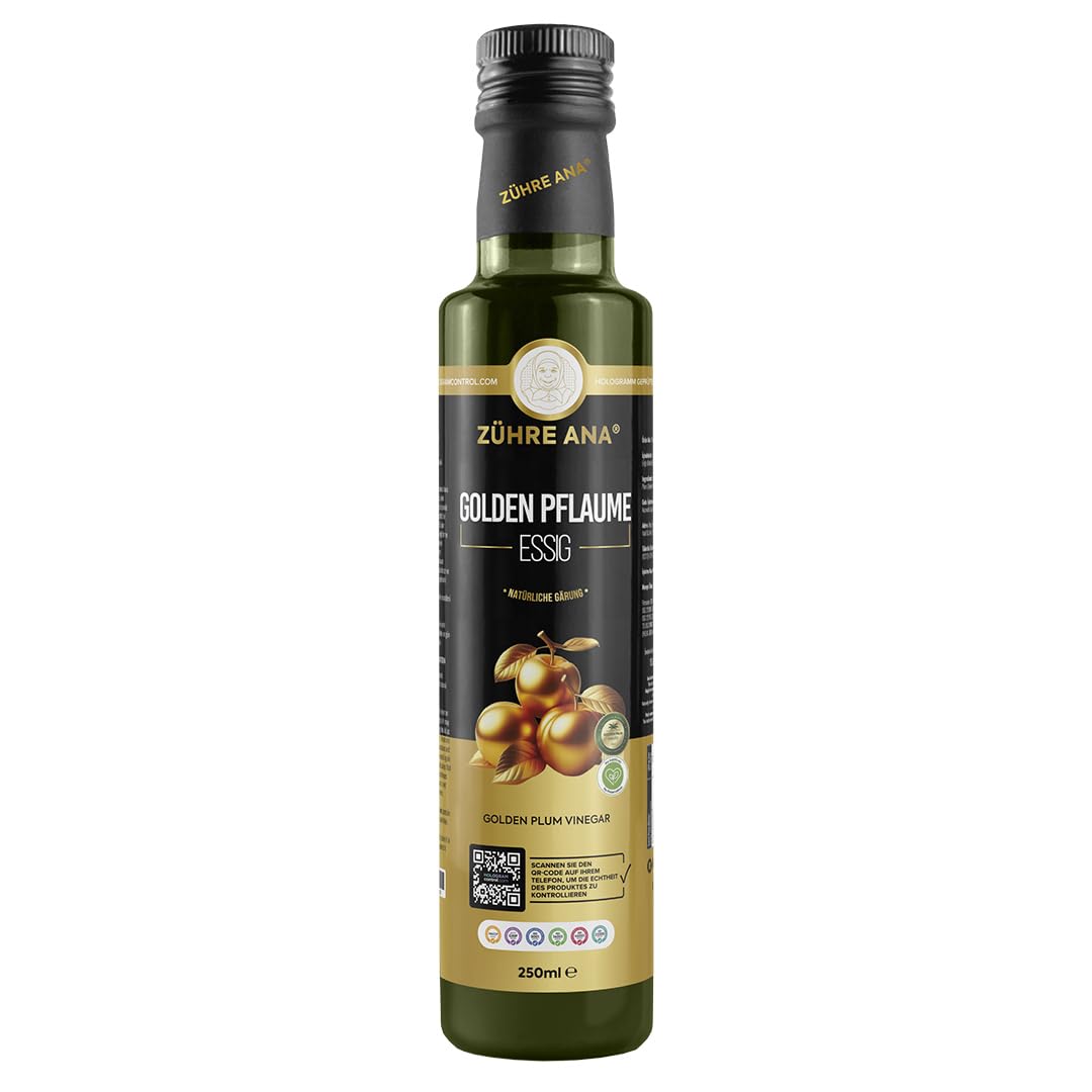Zühre Ana Golden Pflaume Essig - Goldene-Pflaumen-Essig: Fördert Verdauung, Herzgesundheit & beugt Verkalkung vor. Hilft bei Cholesterin, Gewicht & Entzündungen!, Natürliche Fermentation (250 ml)