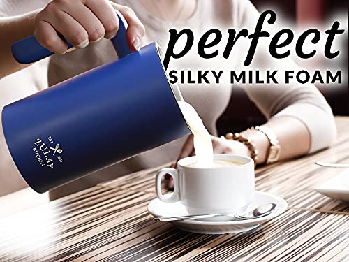 Image of Zulay 4-in-1 Milk Frother & Steamer - Automatic Hot & Cold Foam Maker, Milk Warmer & Chocolate Mixer - 10oz /300ml Capacity, Nonstick Stainless Steel Interior, Quiet One-Touch Operation - Blue