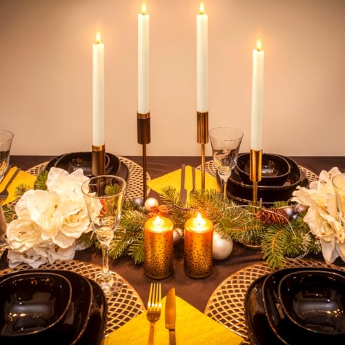 Image of VK Flameless Taper Candles with Remote, Timer, Ivory Battery Operated CandleSticks with 3D Flickering Flame for Christmas Home Wedding Decor Pack of 2 (0.86 X 9.8 Inch)