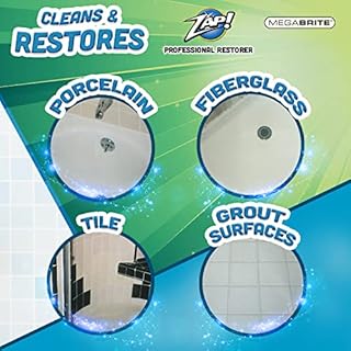 ZAP! Professional Tile & Grout Restorer | Cleans & Restores Porcelain, Fiberglass, Tile, & Grout Surfaces | Rust & Hard Water Remover | Kitchens & Bathroom Porcelain Sinks, Toilets, & Tubs