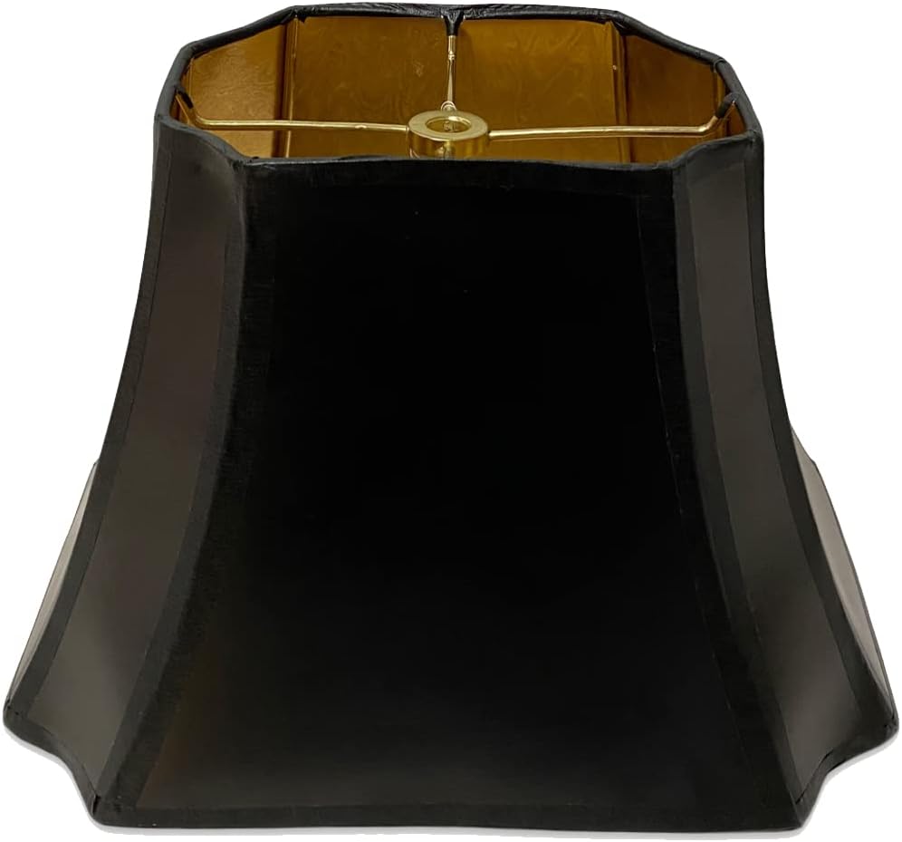 Royal Designs, Inc. Rectangle Cut Corner Hardback Lamp Shade, HB-810-14BLK/GL, Black/Gold, (6 x 8) x (9 x 14) x 10.5