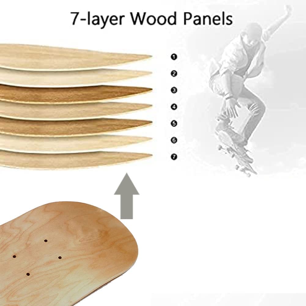 bimiti 2 Stück DIY Blank Skateboard Deck, 7-lagigem Ahorn-Deck konkaves Skateboard, für Kinder,Erwachsene, Mädchen, Jungen, Anfänger und Profis