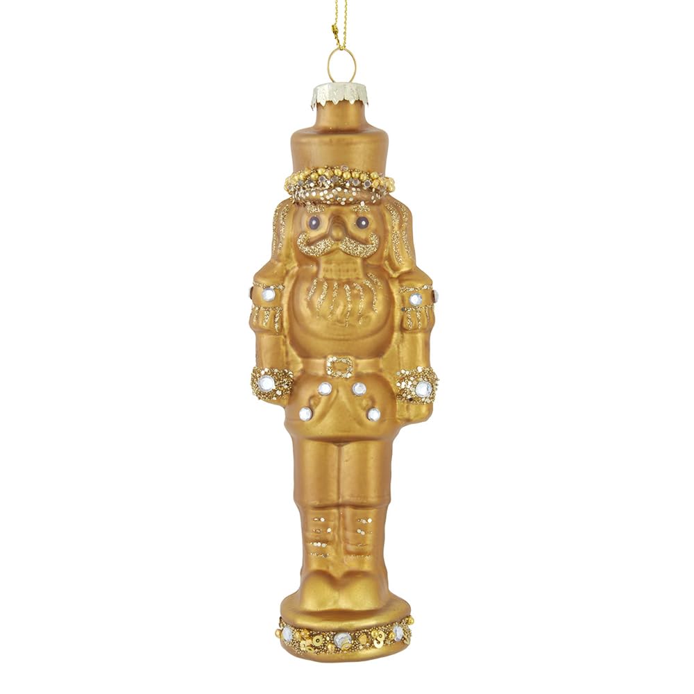 Kurt Adler Glass Gold Nutcracker Ornament