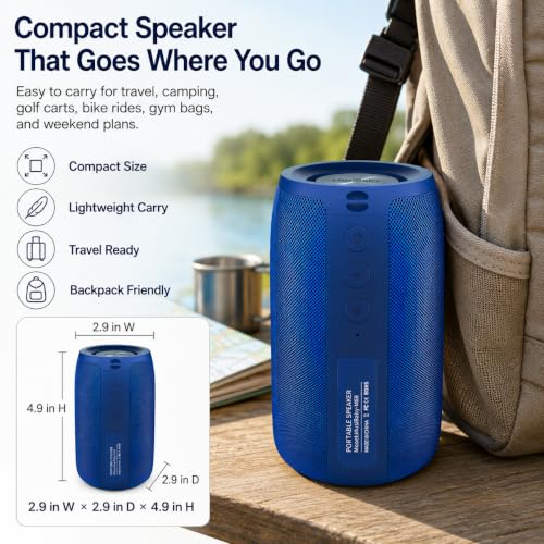 Image of Musibaby M68 Portable Wireless Speaker, 24H Playtime, Blue