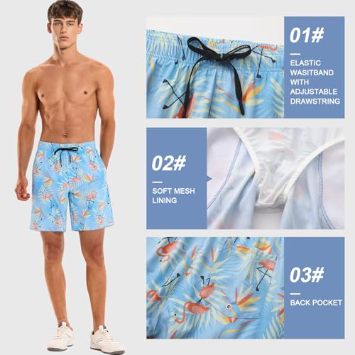 Image of HOdo Mens Swim Trunks with Mesh Liner 9 inch Quick Dry Swim Shorts Bathing Suits for Men Swimwear Board Shorts wiht Pockets