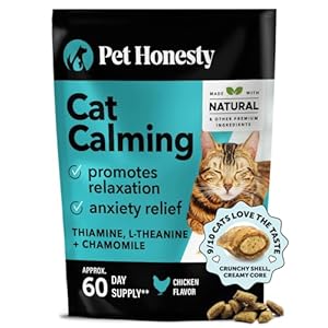 Pet Honesty Calming Chews for Cats – Cat Anxiety Relief + Helps Reduce Stress – Behavioral Support & Promotes Relaxation for Travel, Boarding, Vet Visits, Separation Anxiety – Chicken (30-Day Supply)