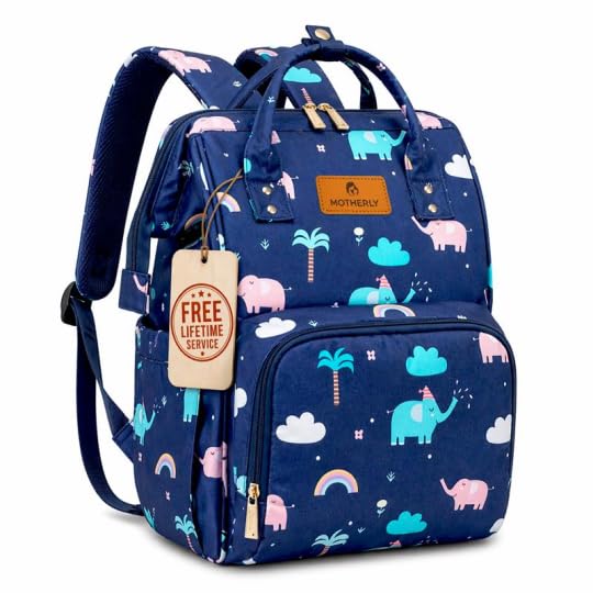 Motherly Flame Printed Diaper Bag for Mothers for Travel, Maternity Bag for Newborn Baby, Mother Travelling Bag, Multipocket Water Resistant Baby Bag, Hospital Bag for Mom with Warranty(Blue Elephant)